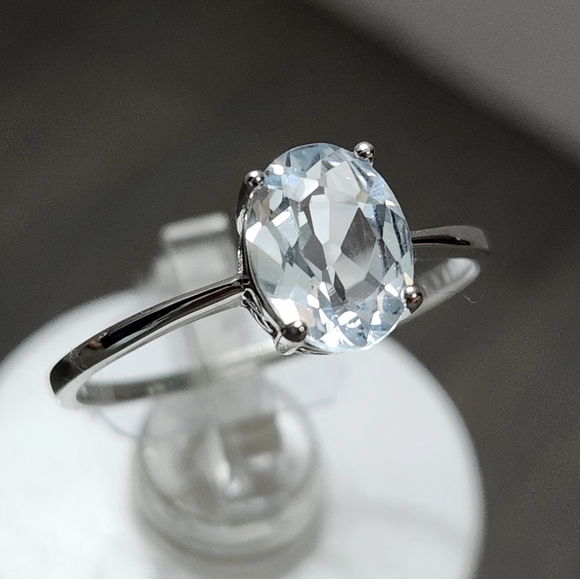 Jewelry - 1.25 ctw Blue Topaz Oval Solitaire Sterling SILVER Ring NEW